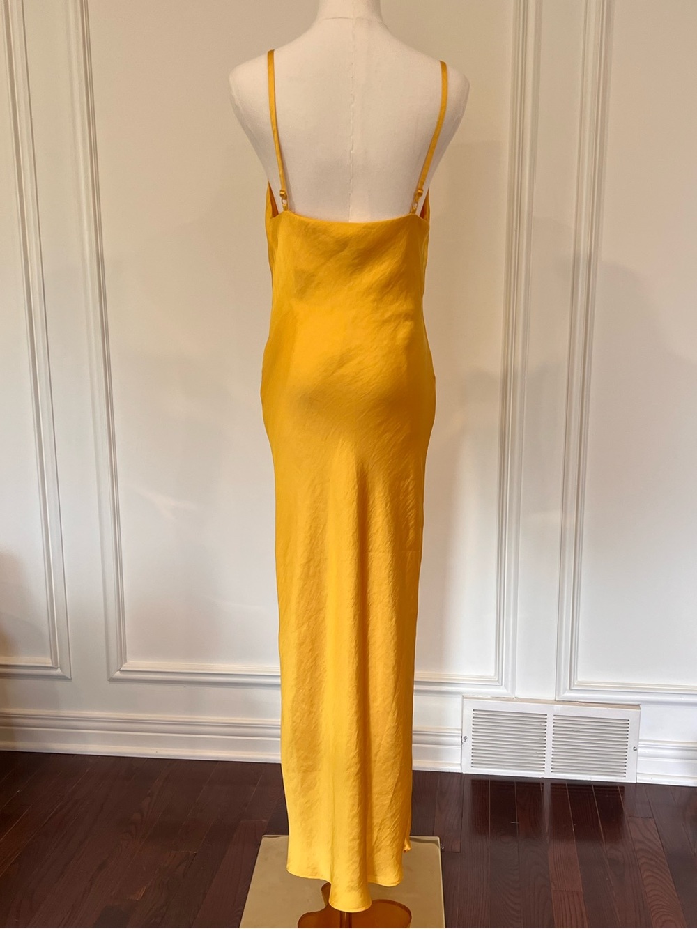 Satin Slip Dress in Mustard Yellow - Picture 4 of 5